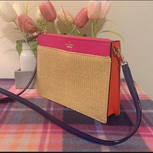 Kate spade colorblock straw crossbody bag